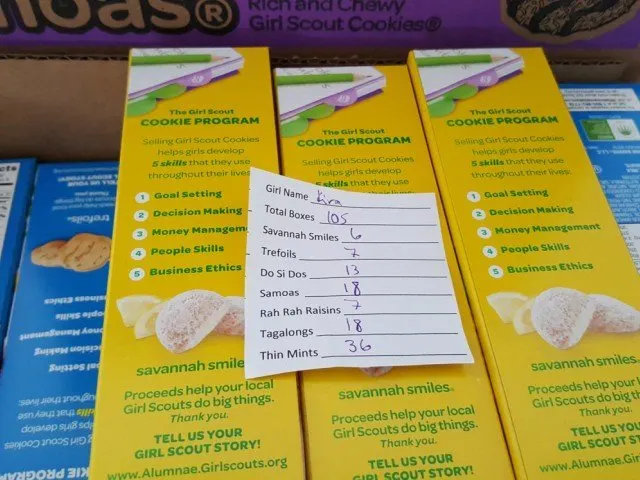How to Organize Girl Scout Cookies - write orders on a slip of paper to keep them organized