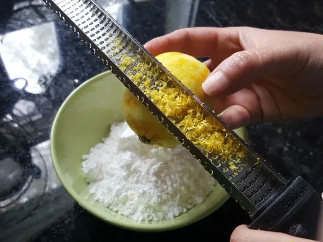 Add lemon zest to the powdered sugar glaze