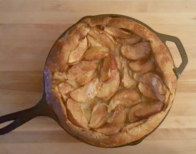 Enjoy your own homemade apple pancake in a cast iron skillet