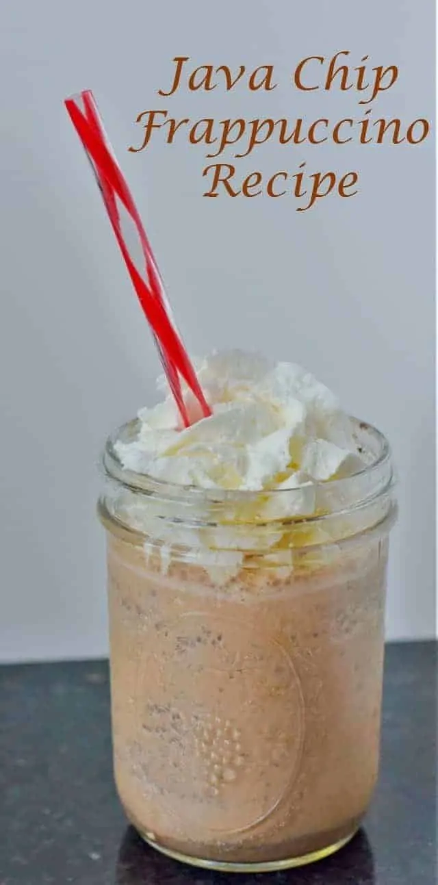Easy and delicious homemade java chip frappuccino recipe as a copycat from Starbucks with fewer ingredients and calories