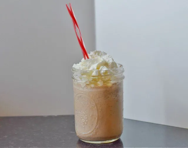 Enjoy a frozen chocolate chip frappaccino for breakfast