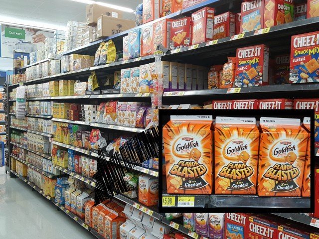 Finding Goldfish crackers at Walmart