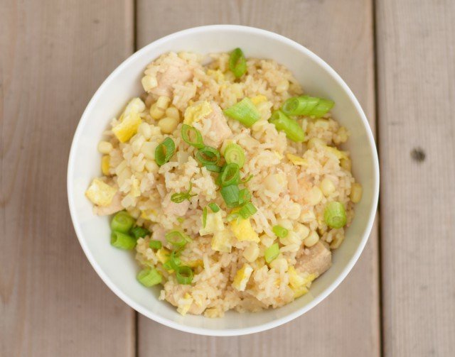 Enjoy a bowl of homemade chicken fried rice for dinner