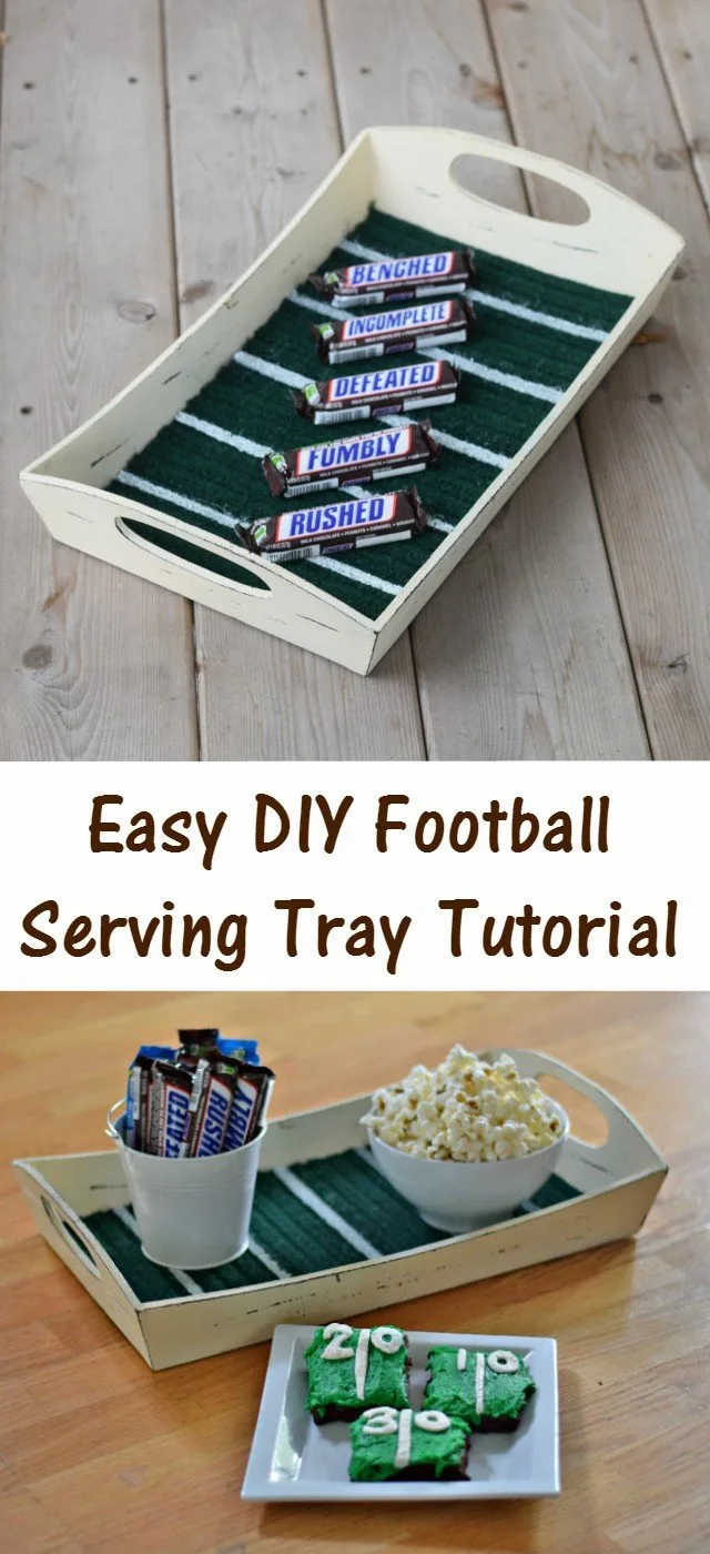 DIY Football Tray tutorial. Easy and fun craft to make your own football serving tray for your next game.