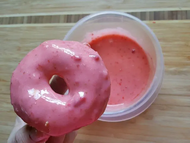 Homemade strawberry donuts with a beautiful glaze