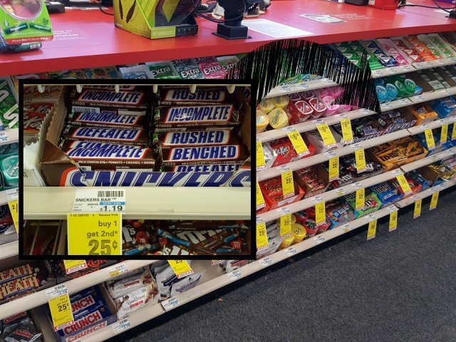 Find Snickers football packaging at CVS