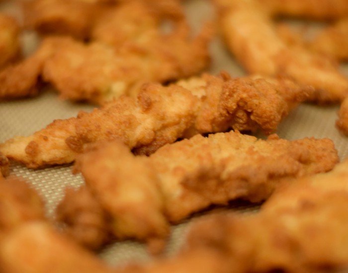 Reheated Chick-fil-a Chicken strips catering tray