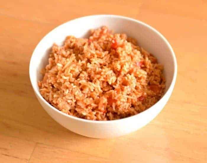 Bowl of delicious easy gluten free Spanish rice from the Instant Pot