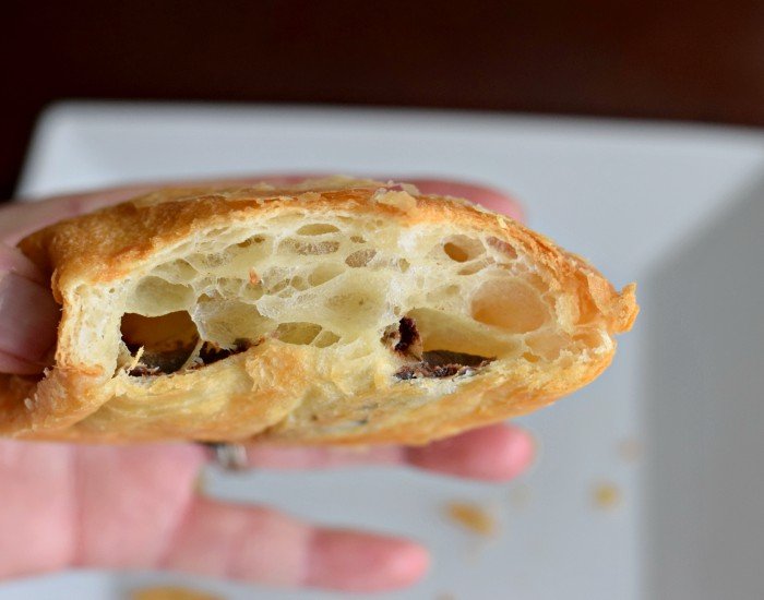 Perfectly baked Trader Joes frozen chocolate croissant