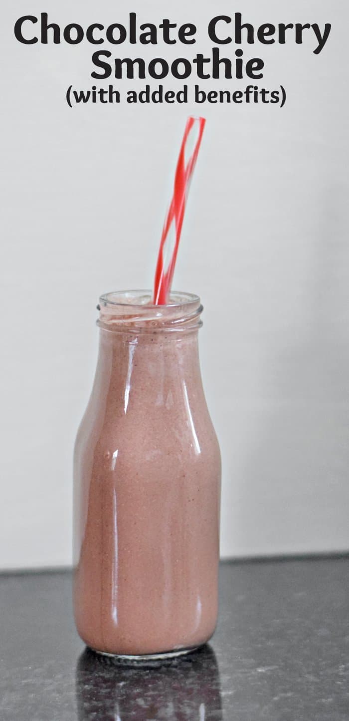 Chocolate cherry smoothie recipe for breakfast that has added benefits using Bulletproof Hot Chocolate. It's sugar free and filling. Feel good about your breakfast!