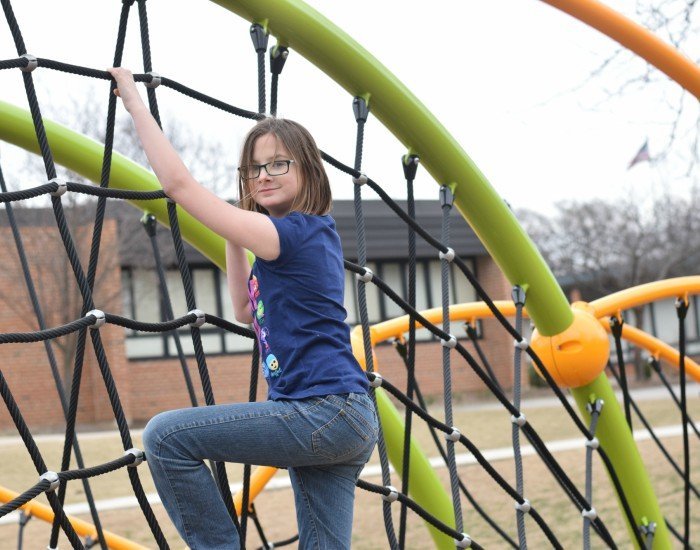 Playground benefits include building core strength