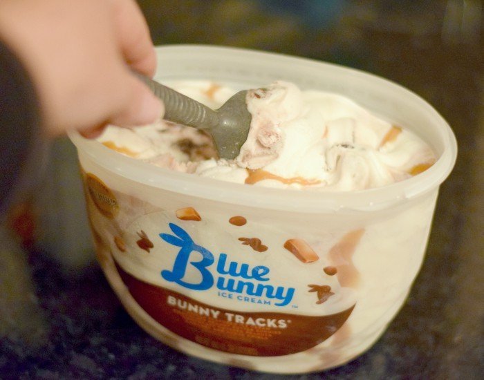 Scooping up Blue Bunny Bunny Tracks