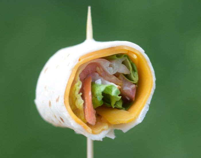 Chicken Taco Wraps in pinwheel form for entertaining