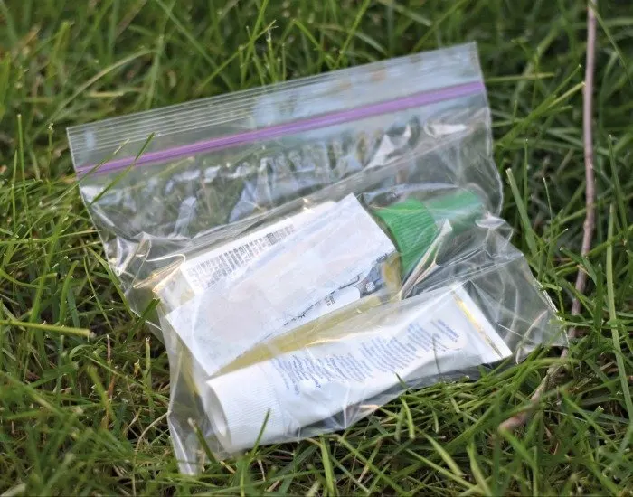 Place theme park first aid items in a baggie