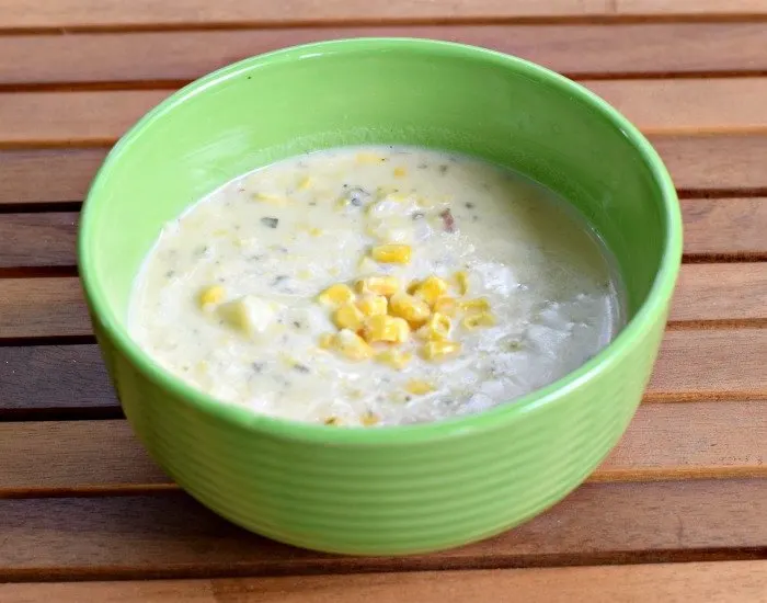 Bowl of Instant Pot corn chowder