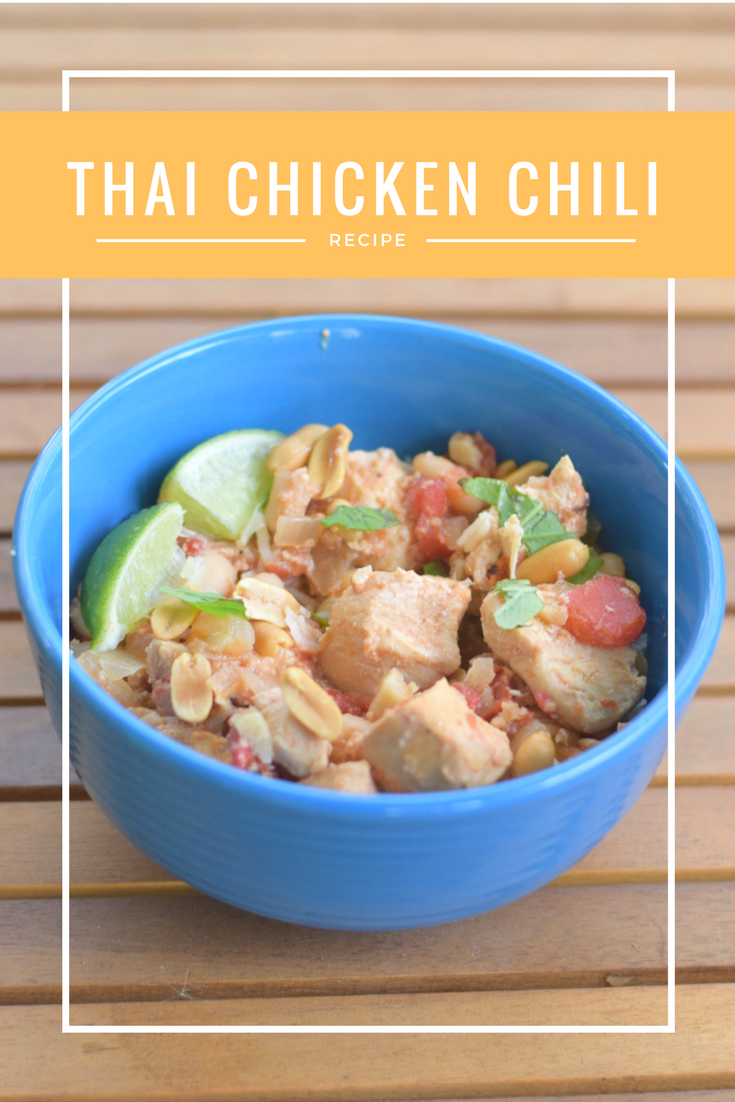 Simple crockpot Thai chicken chili recipe, naturally gluten free and full of flavor for a fun unique chili dinner