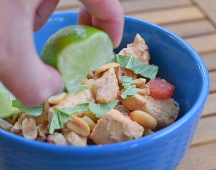 Squeeze lime over thai chicken chili