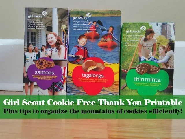 Girl Scout Cookie Thank you Printable and oraganization tips