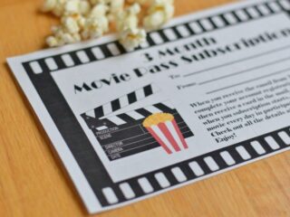 Movie Pass Gift Certificate Printable for Gift Giving