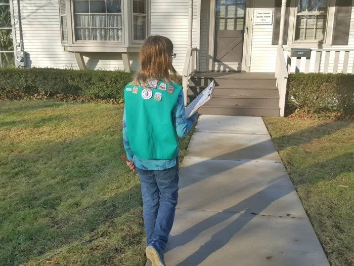 Selling Girl Scout cookies