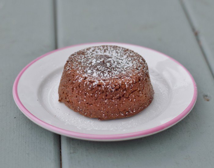 Molten chocolate lava cake fresh from the oven