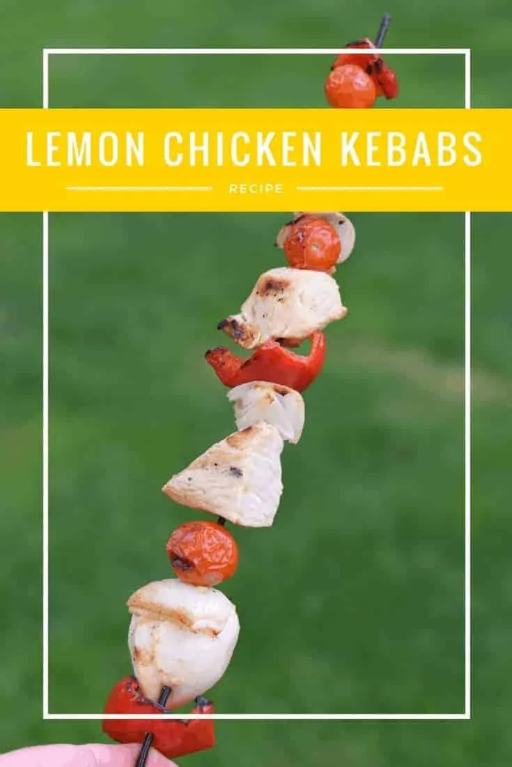 Lemon Chicken Kebabs recipe. Simple recipe with clean ingredients that's a great kid friendly dinner. It's naturally gluten free and dairy free, so it's a great allergy friendly dish for BBQs.