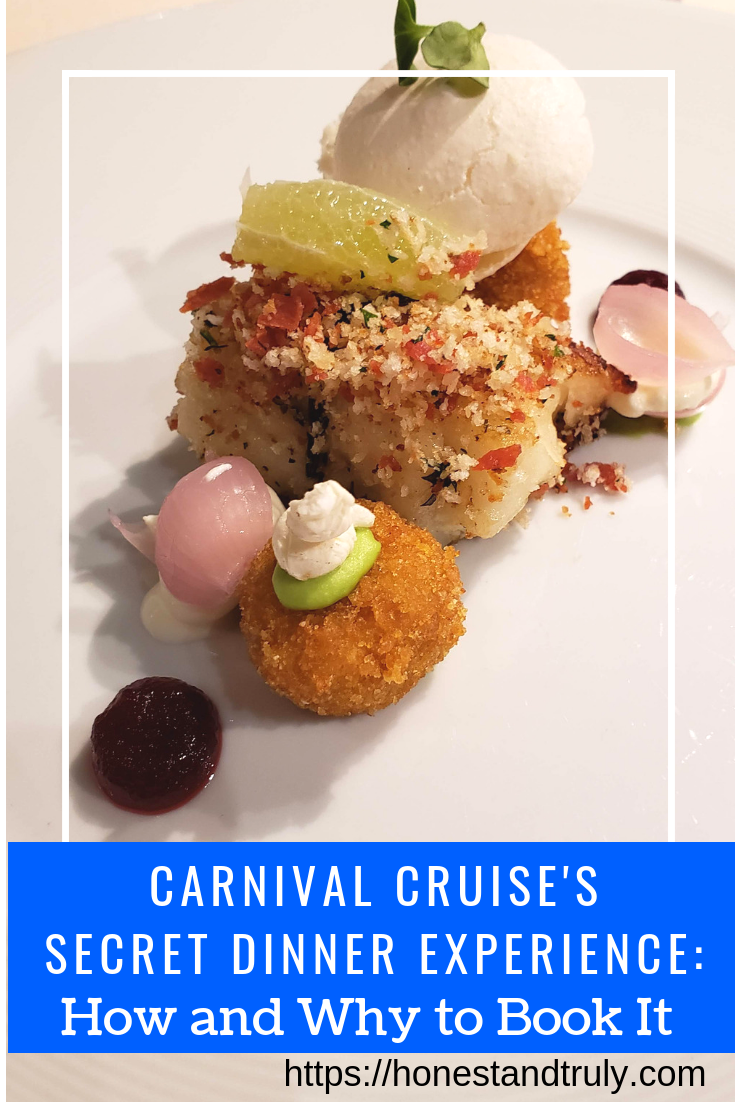 Carnival cruise chefs table sea bass entree. Just one reason to book this secret cruise experience.