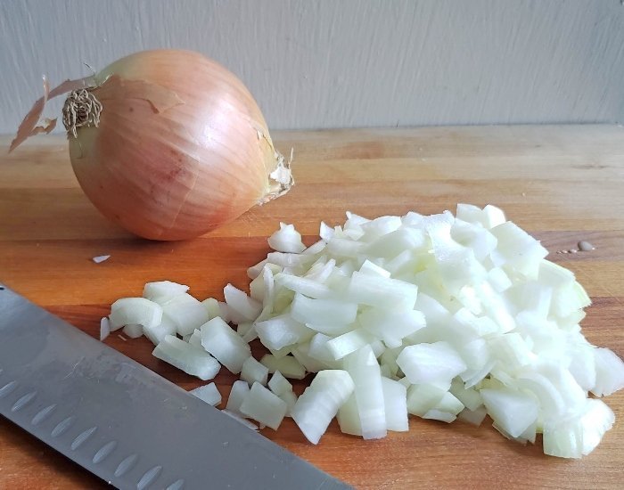 Pile of diced onion