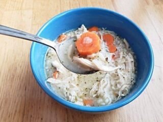 Instant Pot Chicken and Rice soup bowl