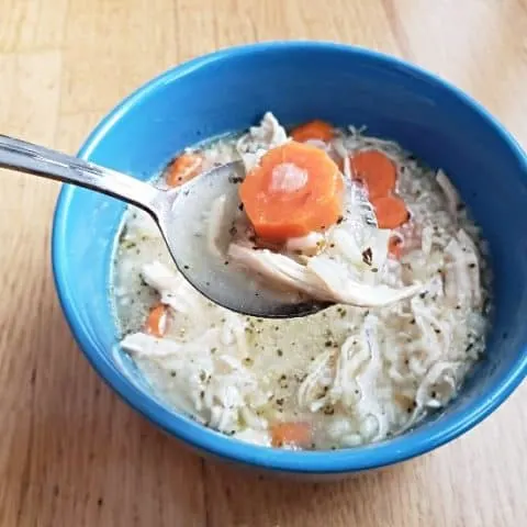 Instant Pot Chicken and Rice soup bowl