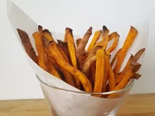Basket of baked sweet potato fries