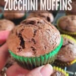Double chocolate zucchini muffin closeup
