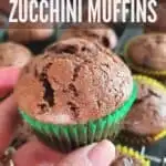 Double chocolate zucchini muffin closeup