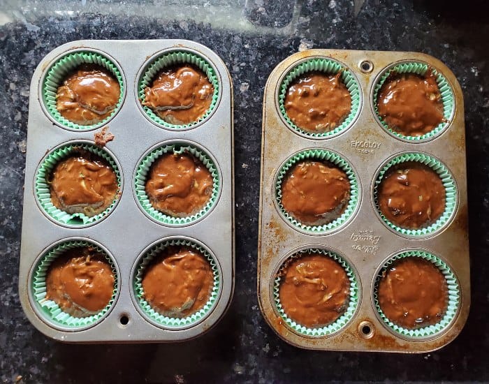Fill muffin tins with batter