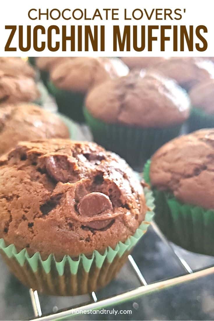 Freshly baked double chocolate zucchini muffins