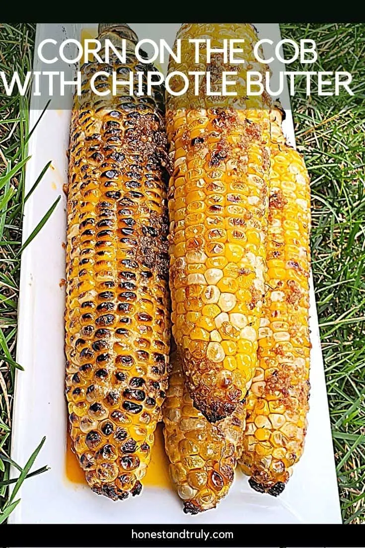 Platter of grilled corn vertical