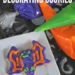 Bat decorated cookie with icing bags
