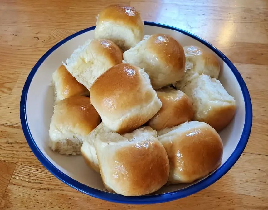 Bowl of fresh homemade dinner rolls