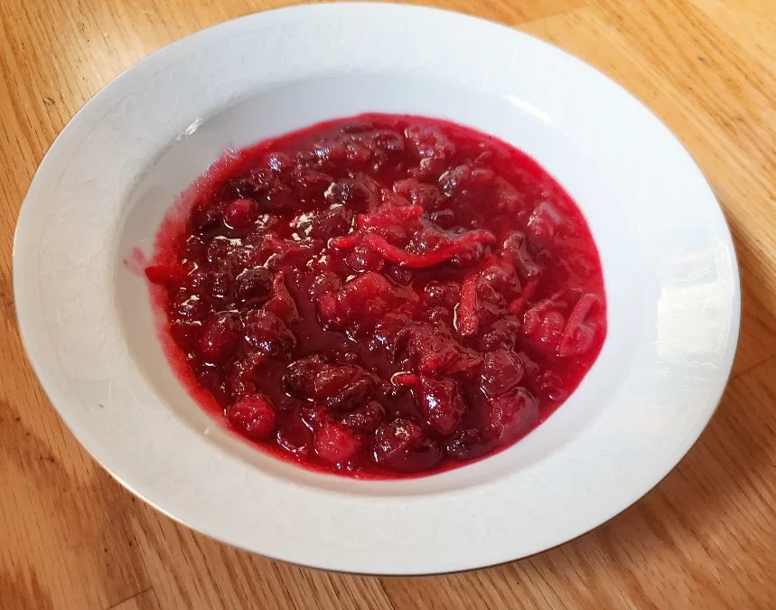 Bowl of homemade orange cranberry sauce