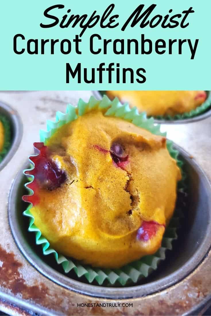 Carrot Cranberry Muffins in the tin on its side