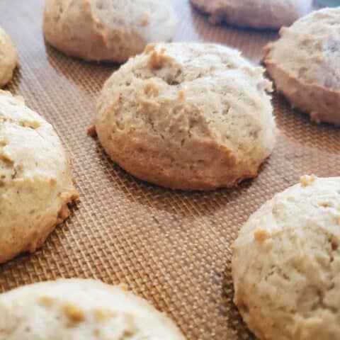 Eggnog cookies on a baking sheet