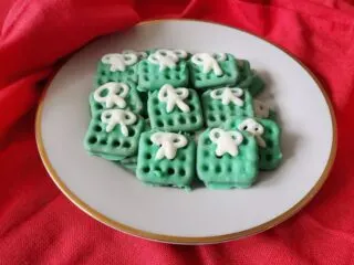 Plate of chocolate covered christmas pretzels