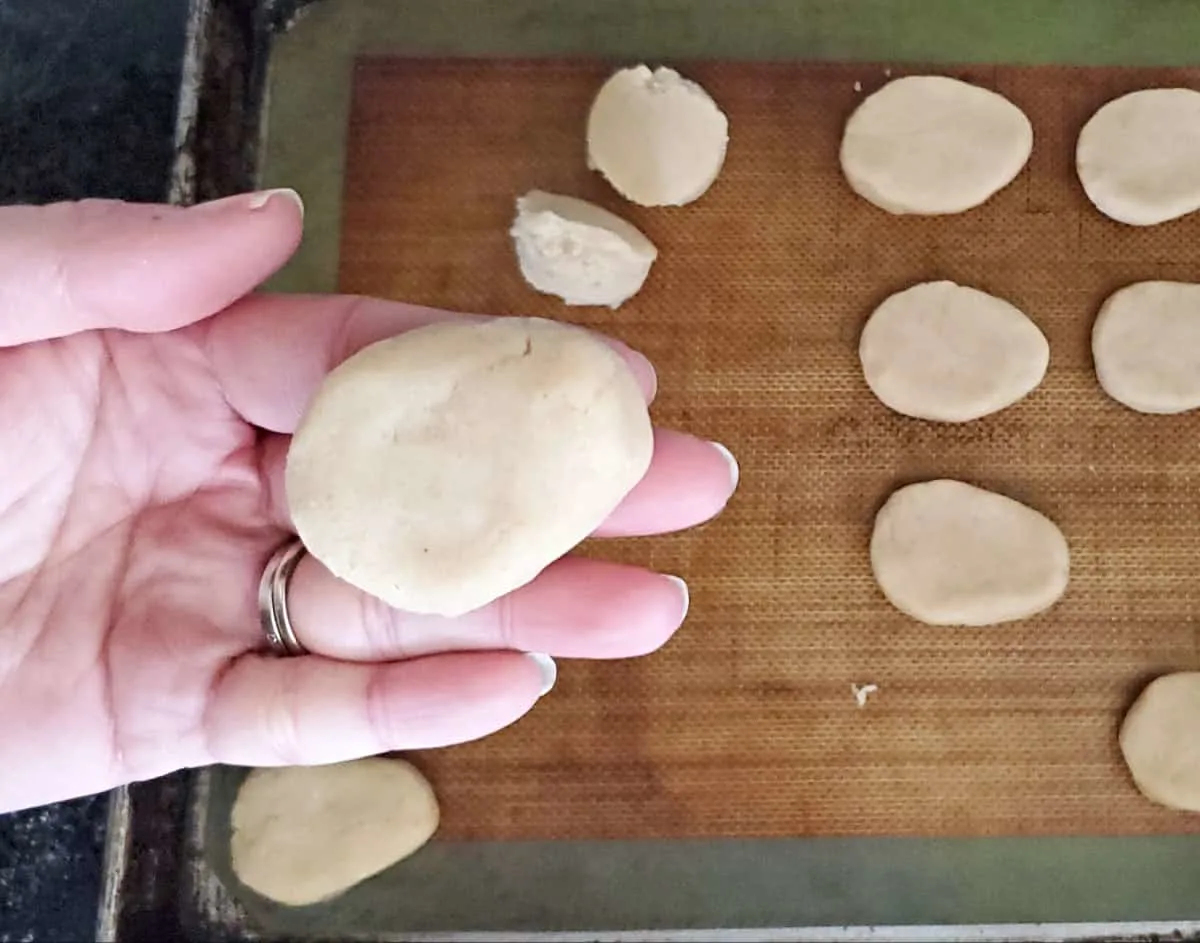 Cookie dough shaped like an egg.