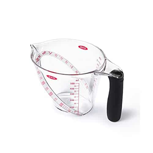 Image of an angled liquid measuring cup.