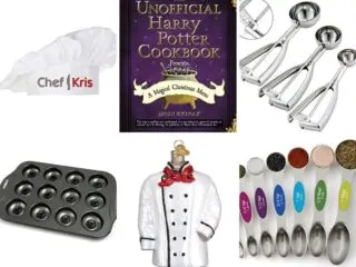 Collage of gifts for kid chefs.