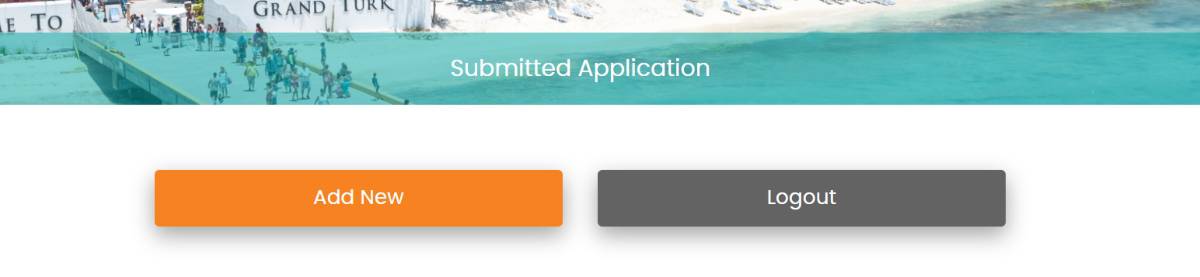 TCI authorization add new application screen.