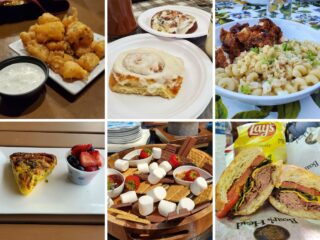 Collage of six meals from restaurants in Janesville WI.