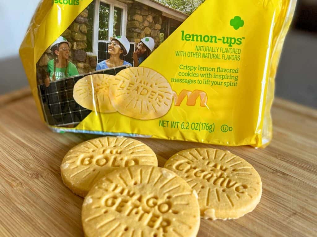 Image shows Girl Scout Cookie Lemon-Ups flavor.