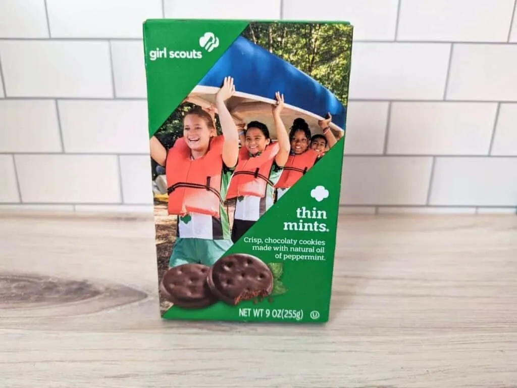 Image shows Girl Scout Cookie Thin Mints flavor.