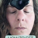 Image shows a woman with the cefaly device on her forehead with text how to get rid of migraines.
